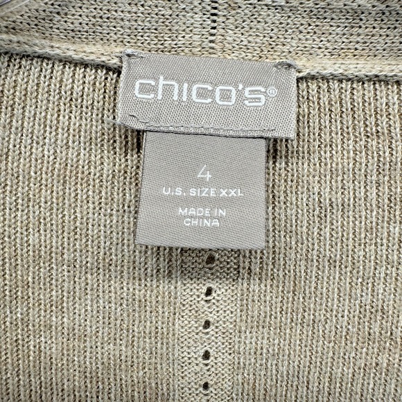 Chico's Oatmeal Cashmere Wool Blend Belted Longline Cardigan Duster 4 XXL - Picture 2 of 6